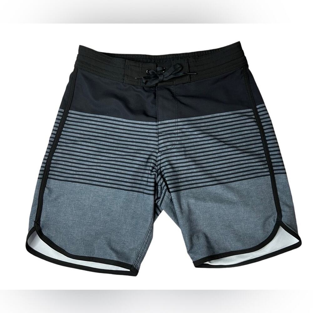 Old Navy Grey Striped‎ Novelty Board Shorts Swim Trunks Bottom 28 Vacation Beach